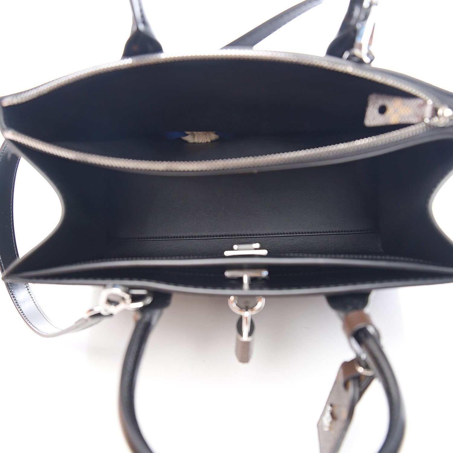 Louis Vuitton Calfskin Embossed Steamer MM Black 4 of 9