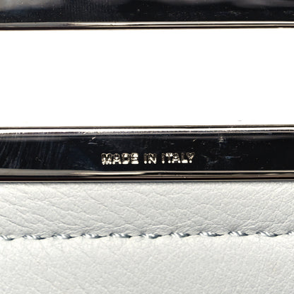 Fendi Vitello Seta Shiny Nappa Pearl Scalloped Studded Floral Embroidered Medium Peekaboo Iconic Satchel Grigio Perla Multicolor 9 of 18