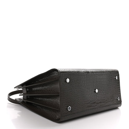 Saint Laurent SAINT LAURENT Calfskin Crocodile Embossed Small Sac De Jour Brown 4 of 9