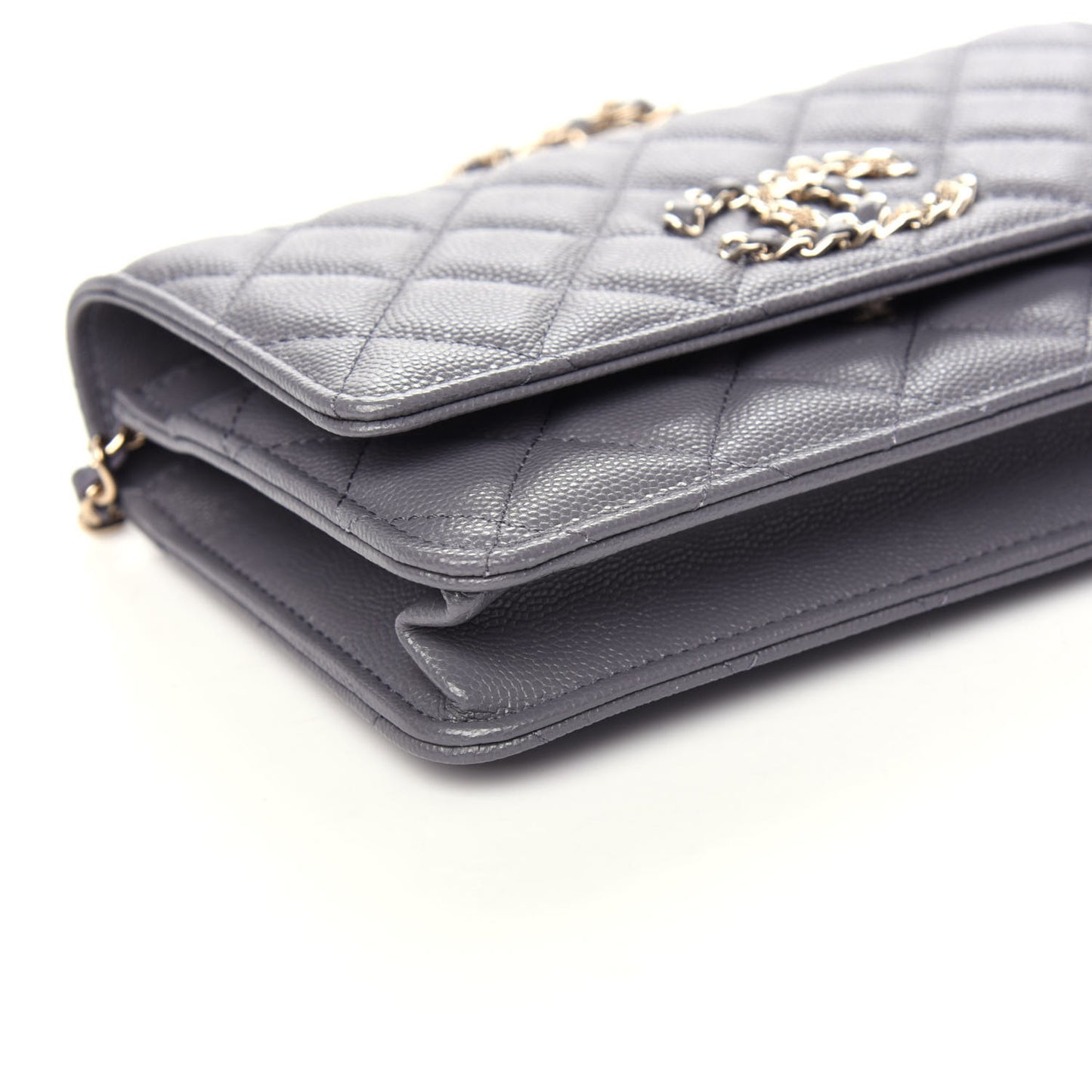 Caviar Quilted French New Wave Chain CC Wallet On Chain WOC Grey