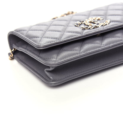 Chanel Caviar Quilted French New Wave Chain CC Wallet On Chain WOC Grey 8 of 10