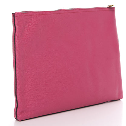 Gucci Pebbled Calfskin Medium Logo Portfolio Clutch Box Pink Green 3 of 7