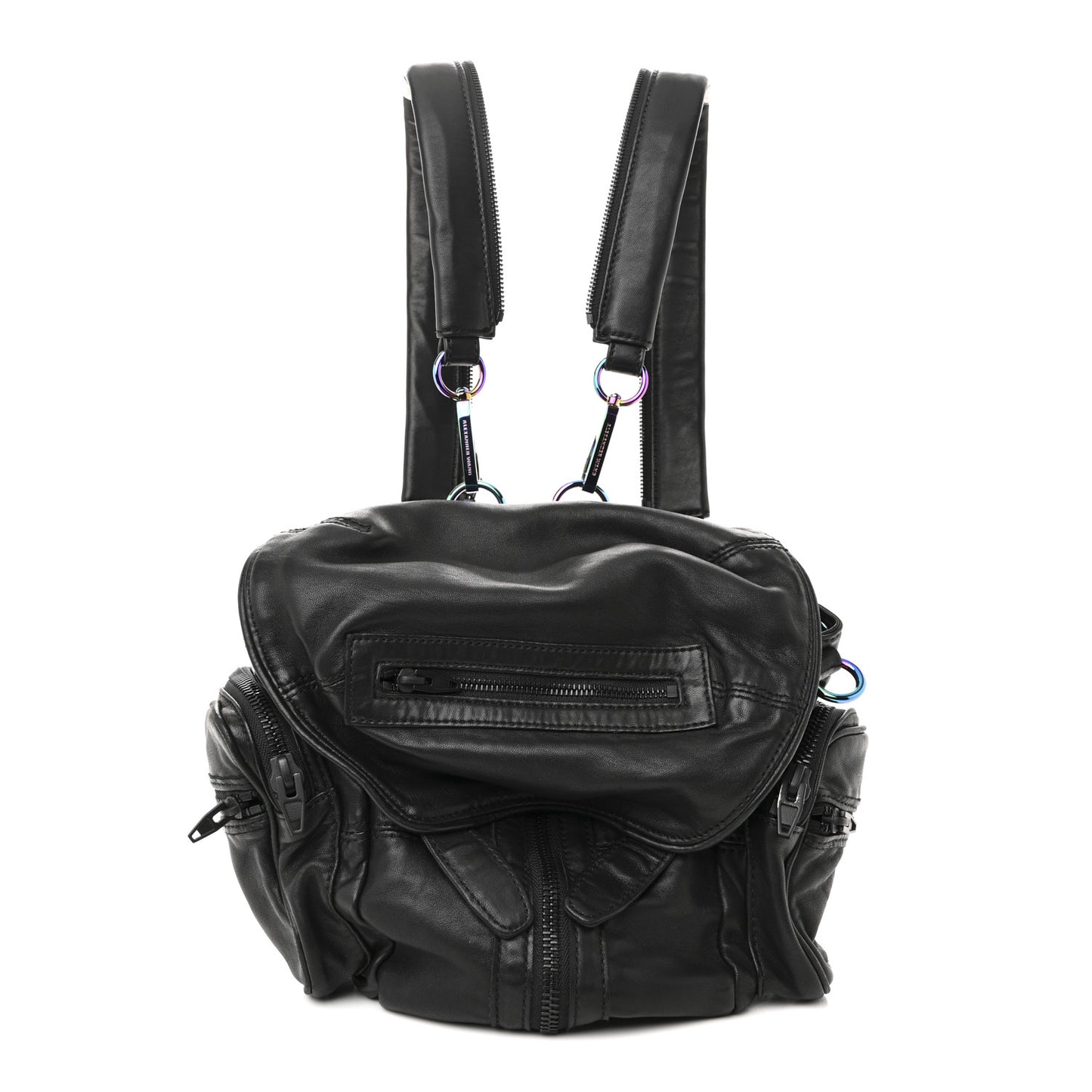 Alexander Wang Lambskin Marti Backpack Bag Washed Black Iridescent Hardware 1792459 – FASHIONPHILE