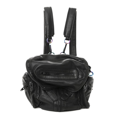 Alexander Wang Lambskin Marti Backpack Bag Washed Black Iridescent Hardware 1 of 13
