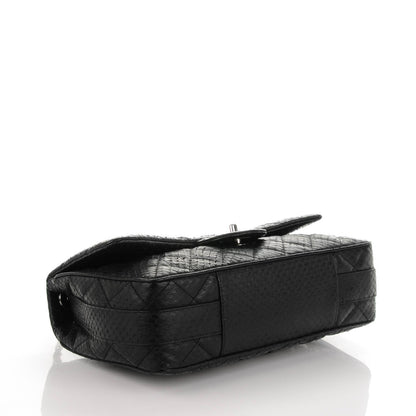 Chanel Elaphe Snakeskin Quilted Jumbo Easy Carry Flap Black 4 of 7