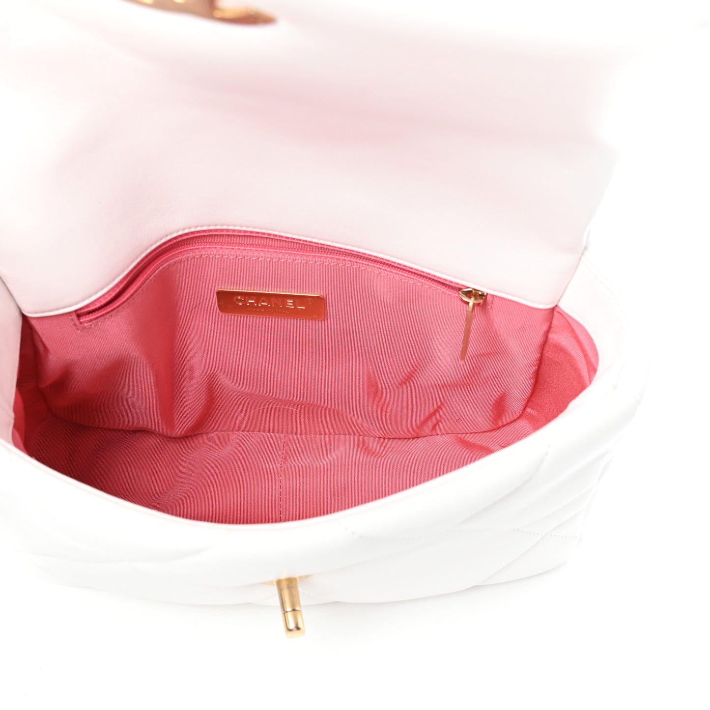 Lambskin Quilted Medium Chanel 19 Flap White