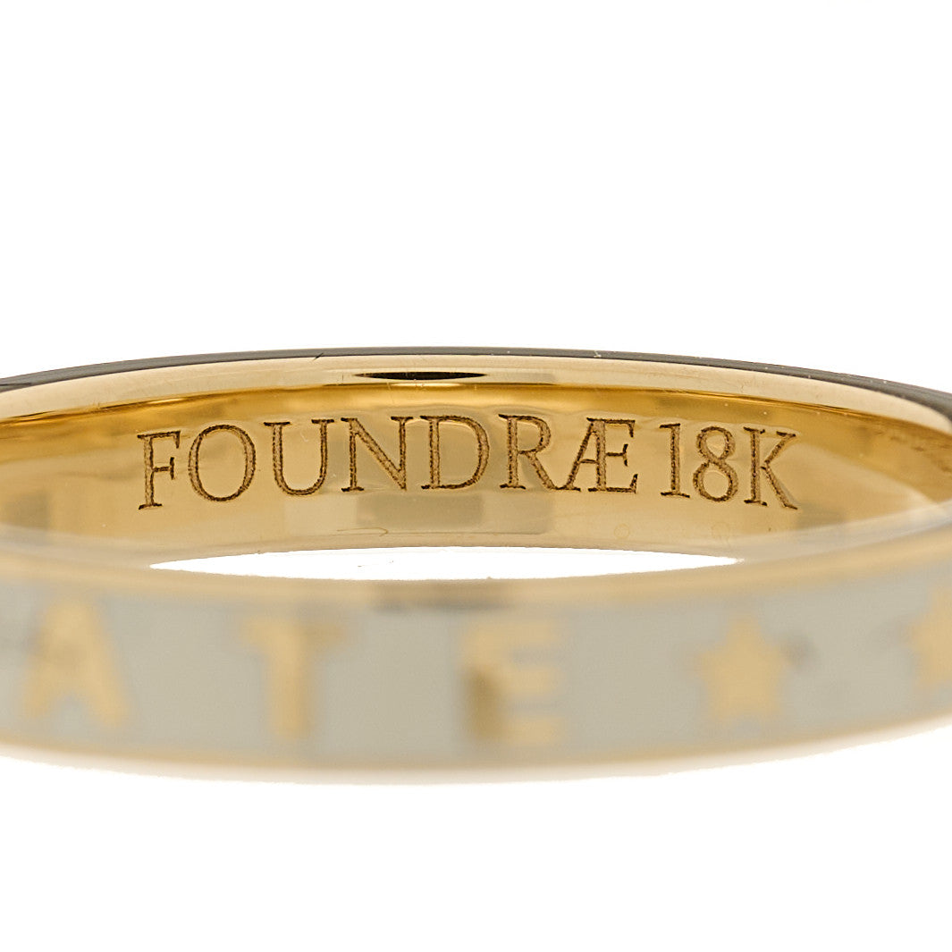 18K Yellow Gold Champleve Enamel Thin Amate Love Band Ring 52 6 White