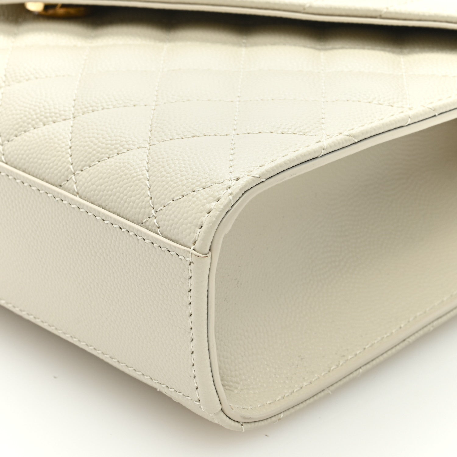 Saint Laurent Grain De Poudre Textured Mixed Matelasse Medium Triquilt Monogram Satchel Crema Soft 9 of 9