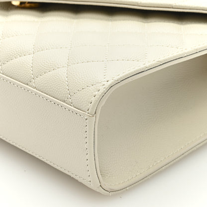 Saint Laurent Grain De Poudre Textured Mixed Matelasse Medium Triquilt Monogram Satchel Crema Soft 9 of 9