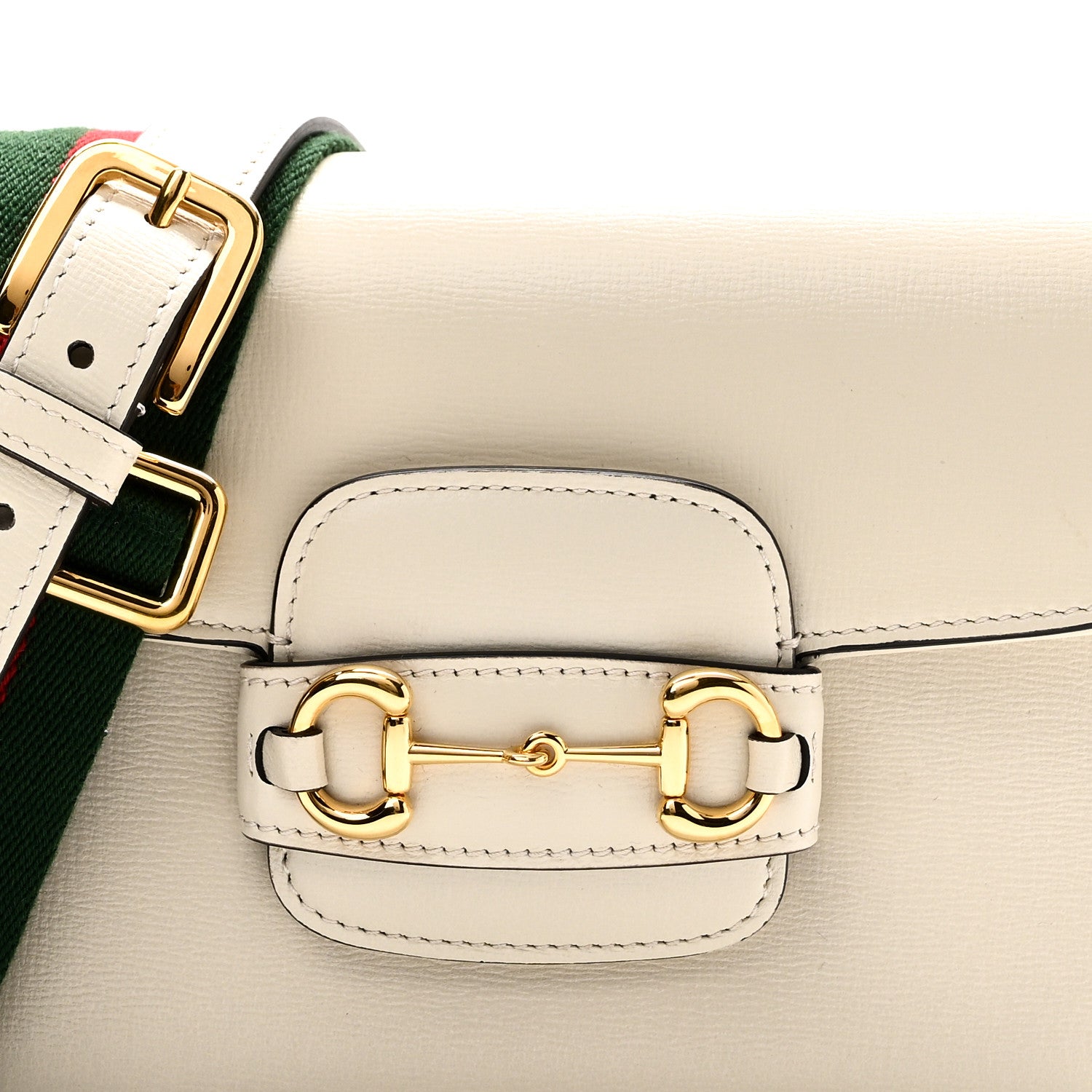 Gucci Azalea Calfskin Web Mini Horsebit 1955 Shoulder Bag Mystic White 9 of 11