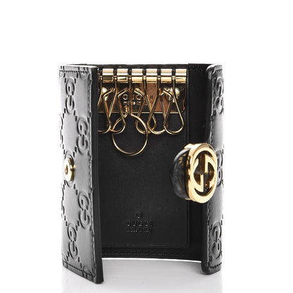 Gucci Guccissima Icon Signature 6 Key Holder Case Black 5 of 7