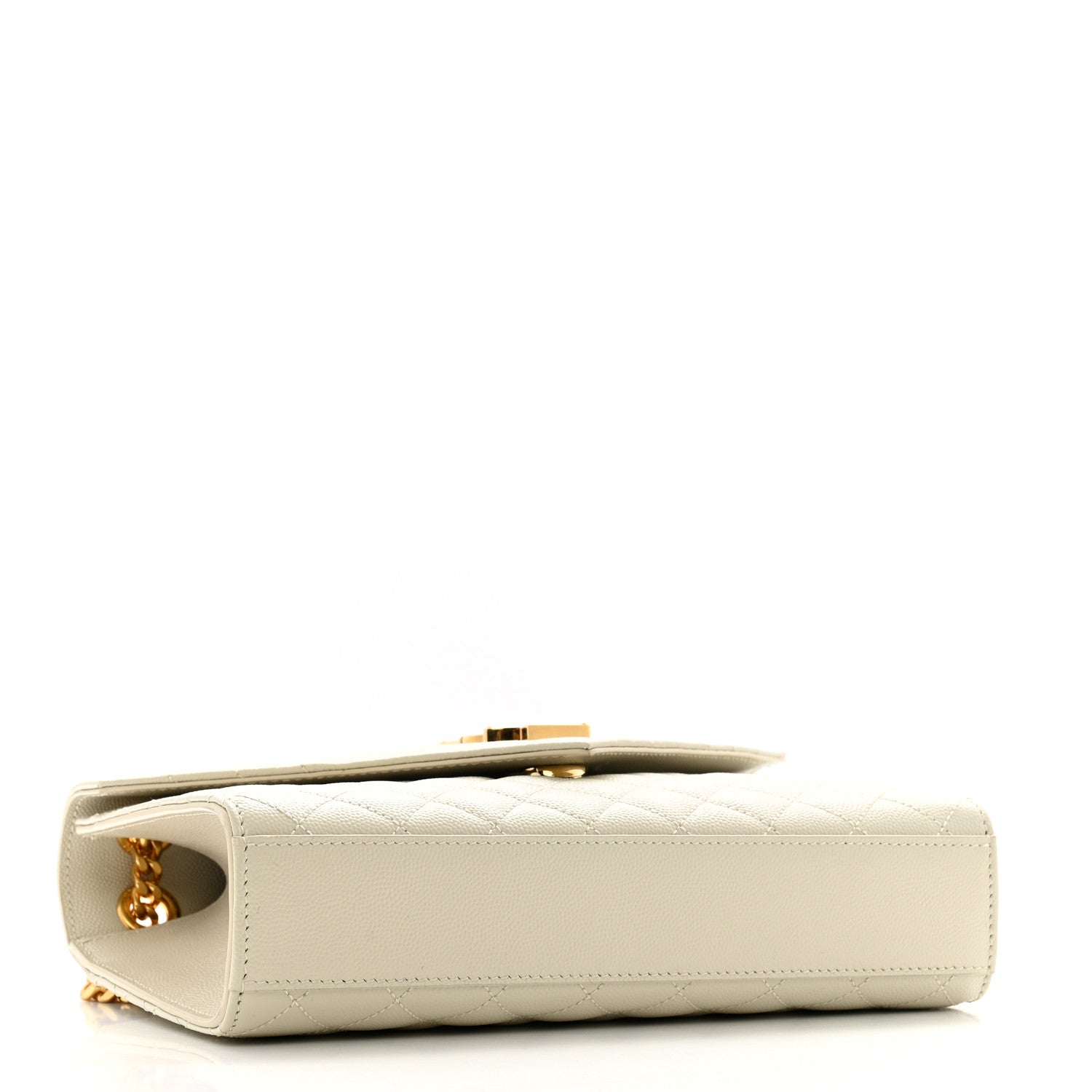 Saint Laurent Grain De Poudre Textured Mixed Matelasse Medium Triquilt Monogram Satchel Crema Soft 4 of 12