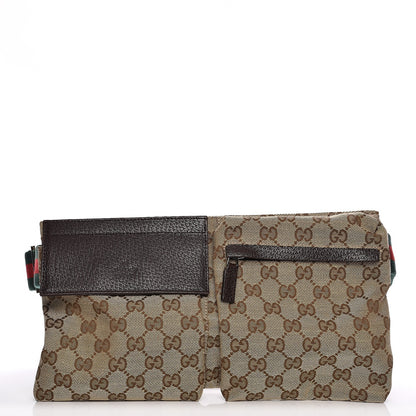 Gucci GG Monogram Double Pocket Belt Bag Dark Brown 1 of 8