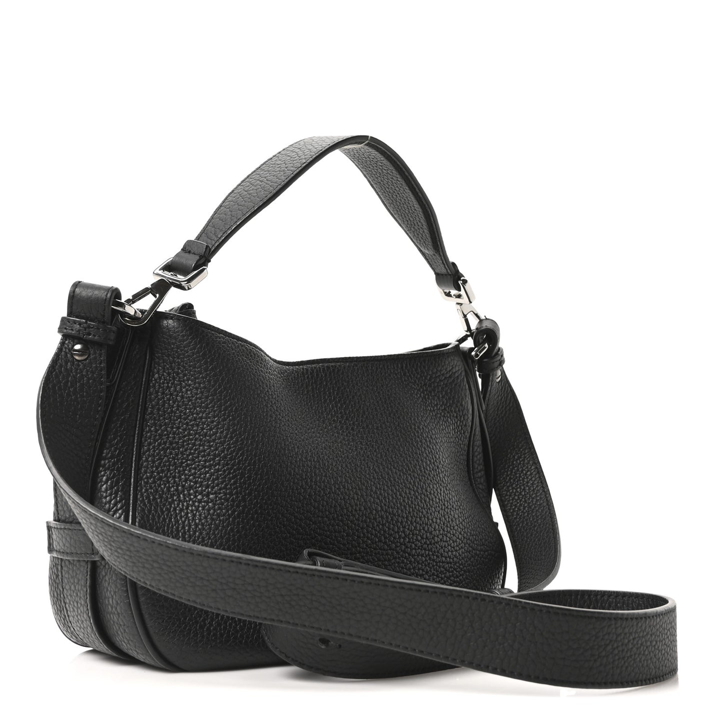 Grained Calfskin Mini Soft Saddle Bag Black