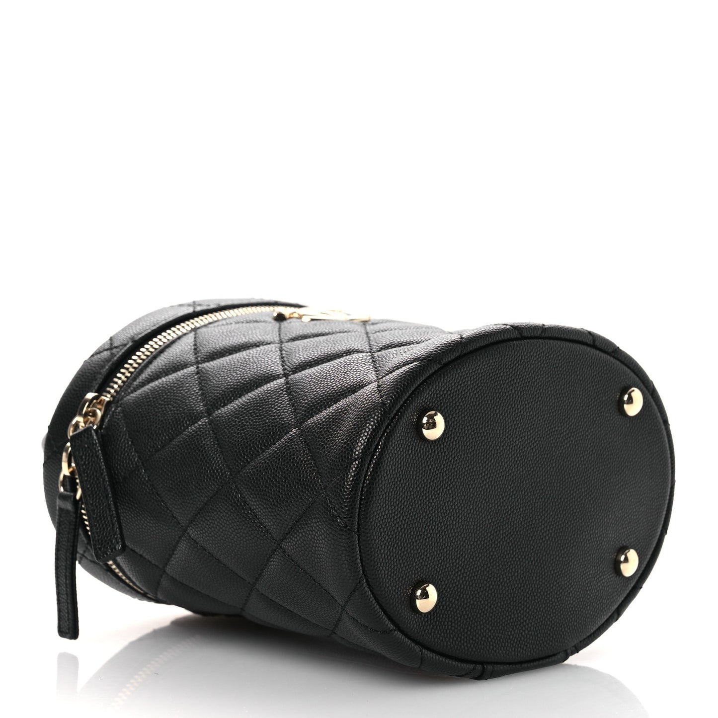 Caviar Quilted Top Handle Vanity Case Black