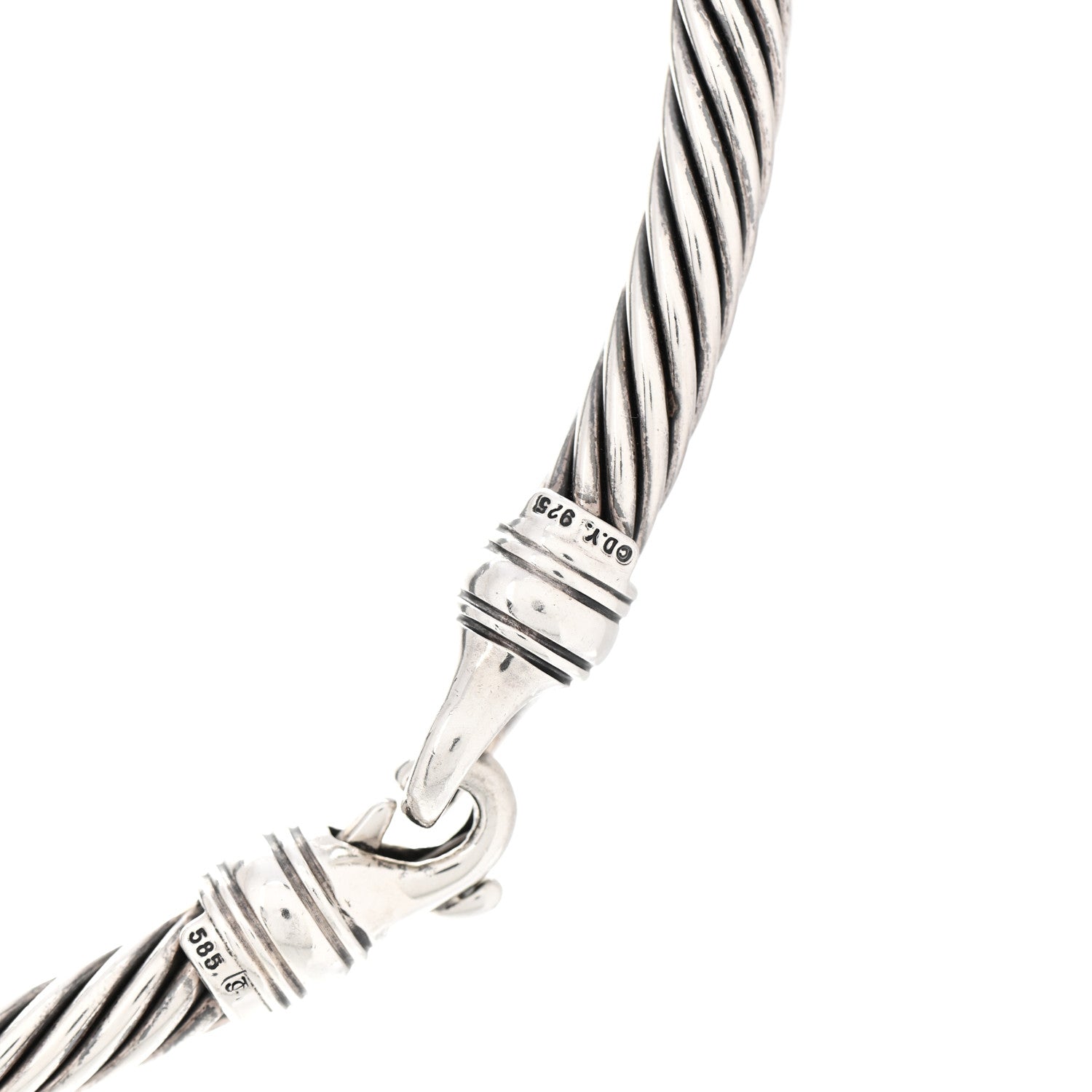David Yurman Sterling Silver 14K Yellow Gold Cable Metro Collar Necklace 3 of 4