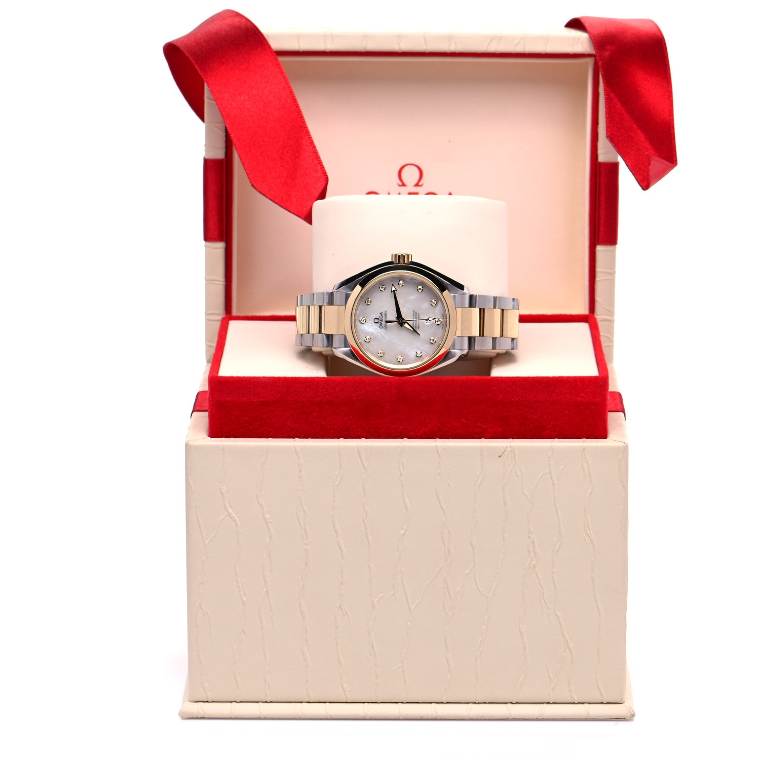 Omega Stainless Steel 18K Yellow Gold Diamond Mother of Pearl 34mm Seamaster Aqua Terra Automatic Watch 231.20.34.20.55.002 5 of 5