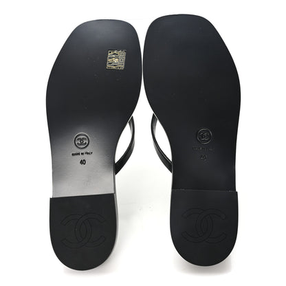 Chanel Goatskin CC Times Square Thong Sandals 40 Black 6 of 10