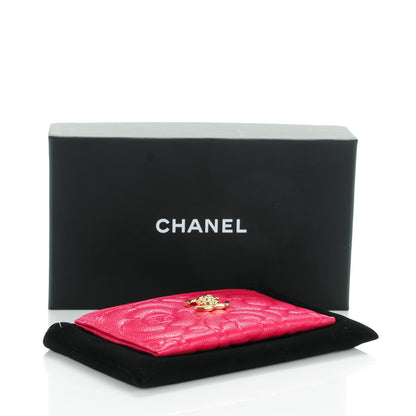 Chanel Caviar Camellia Embossed Card Holder Fuchsia 4 of 8