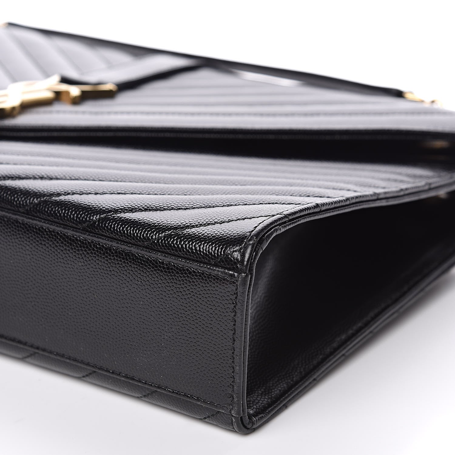 Saint Laurent Grain De Poudre Matelasse Chevron Large Monogram Satchel Black 9 of 9