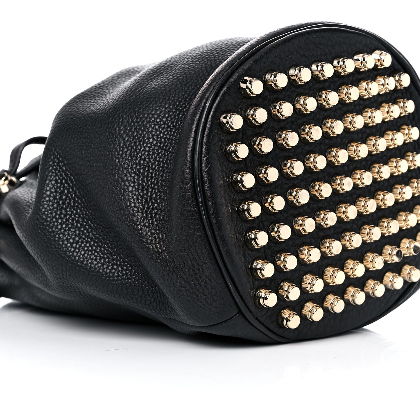 Pebbled Lambskin Diego Bucket Black Gold Hardware