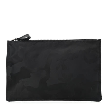 Valentino Garavani Nylon Camouflage Large Zip Pouch Black 1 of 7