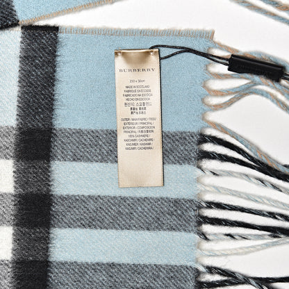 Burberry Cashmere Giant Check To Check Reversible Fringe Scarf Pale Peridot Blue 4 of 5