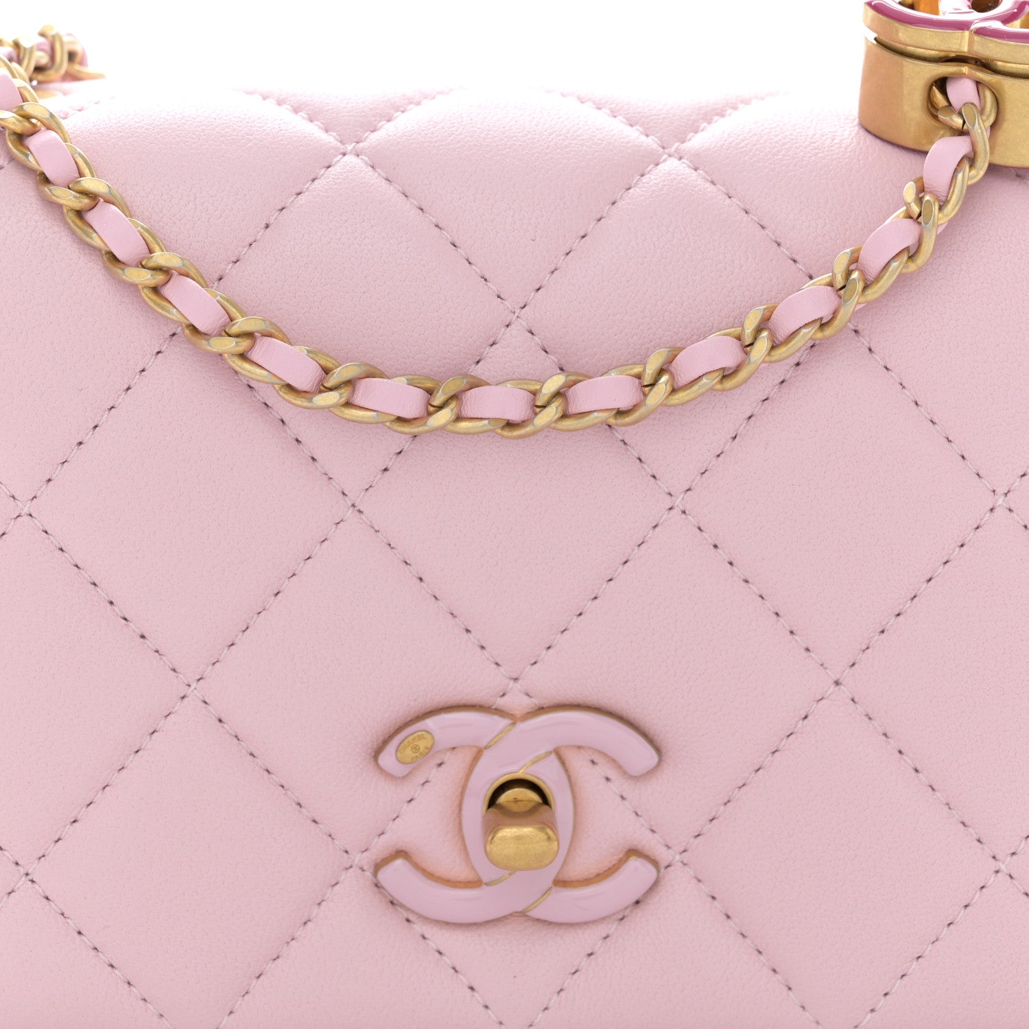 Chanel Shiny Lambskin Quilted Enamel CC Mini Flap Light Pink 8 of 10