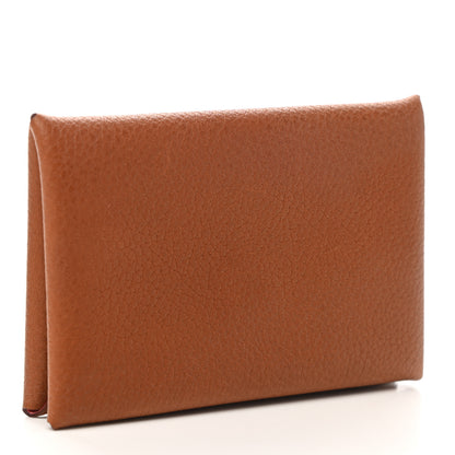 Hermes Evercolor Verso Calvi Card Case Gold Rose Azalee 3 of 7
