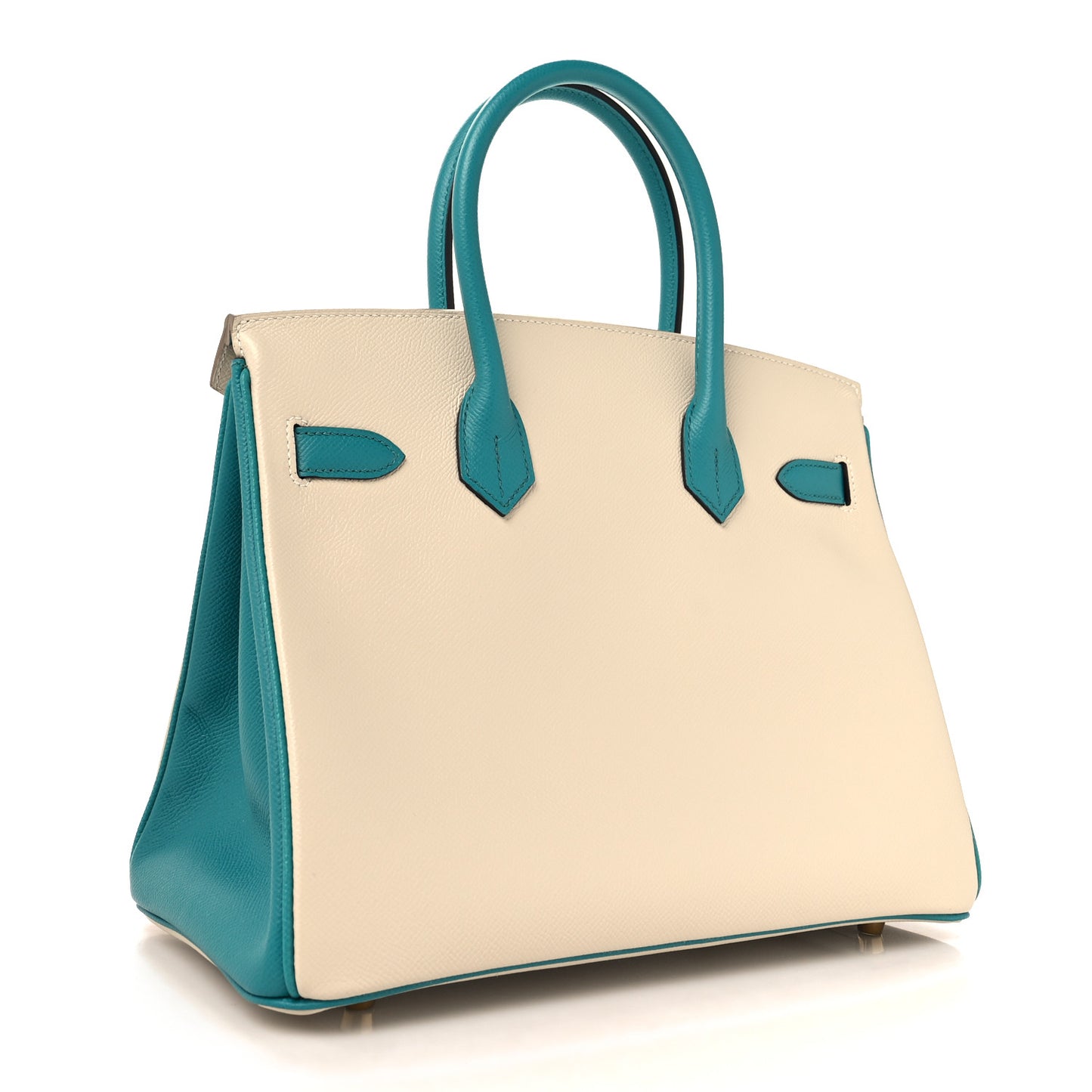 Epsom Horseshoe Bi Color Birkin 30 Craie Bleu Paon