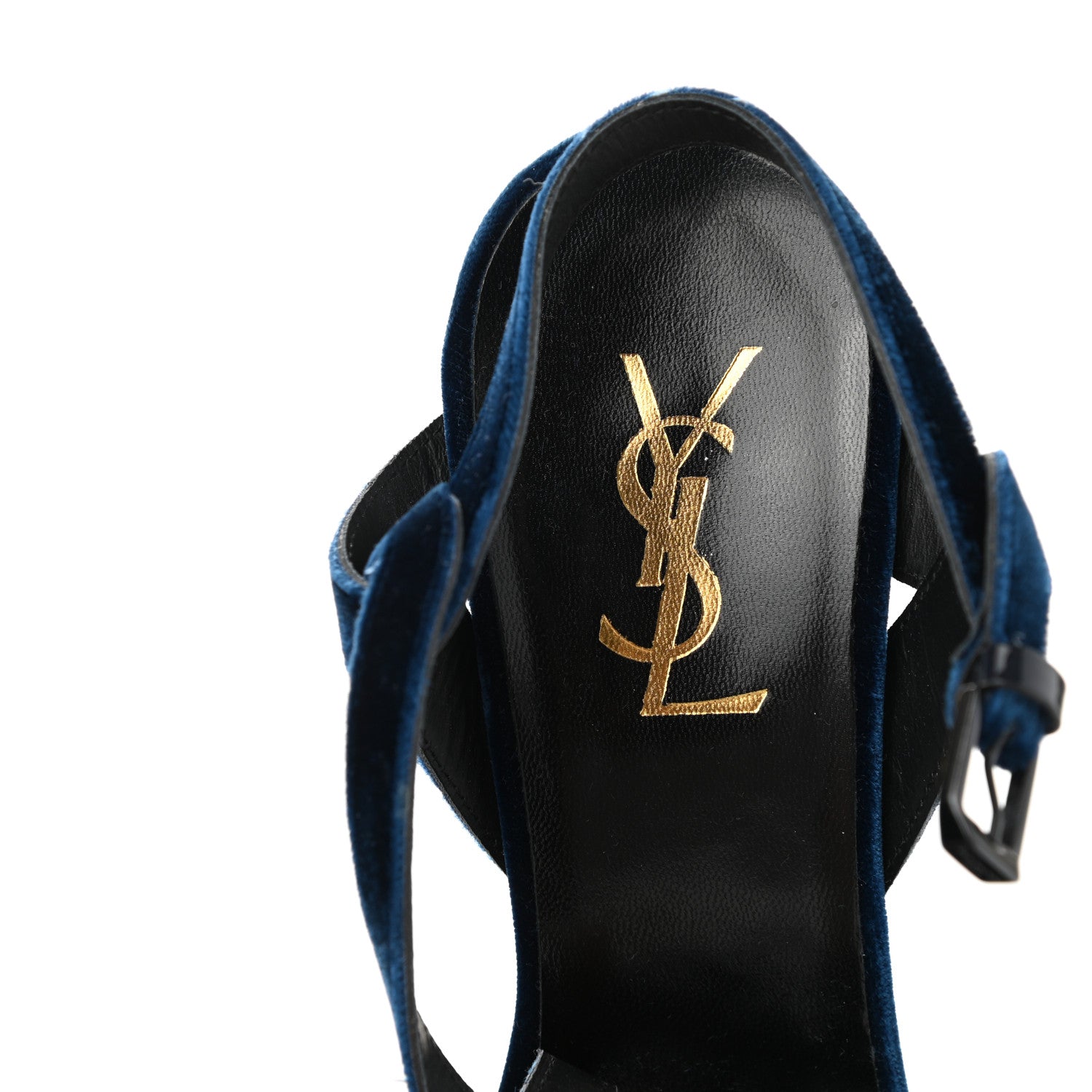 Saint Laurent Velvet Tribute 105 Platform Sandals 38 Bleuette 7 of 10