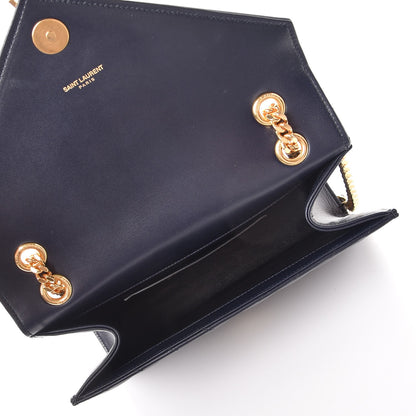 Saint Laurent Lambskin Matelasse Chevron Medium Monogram Satchel Navy 5 of 7