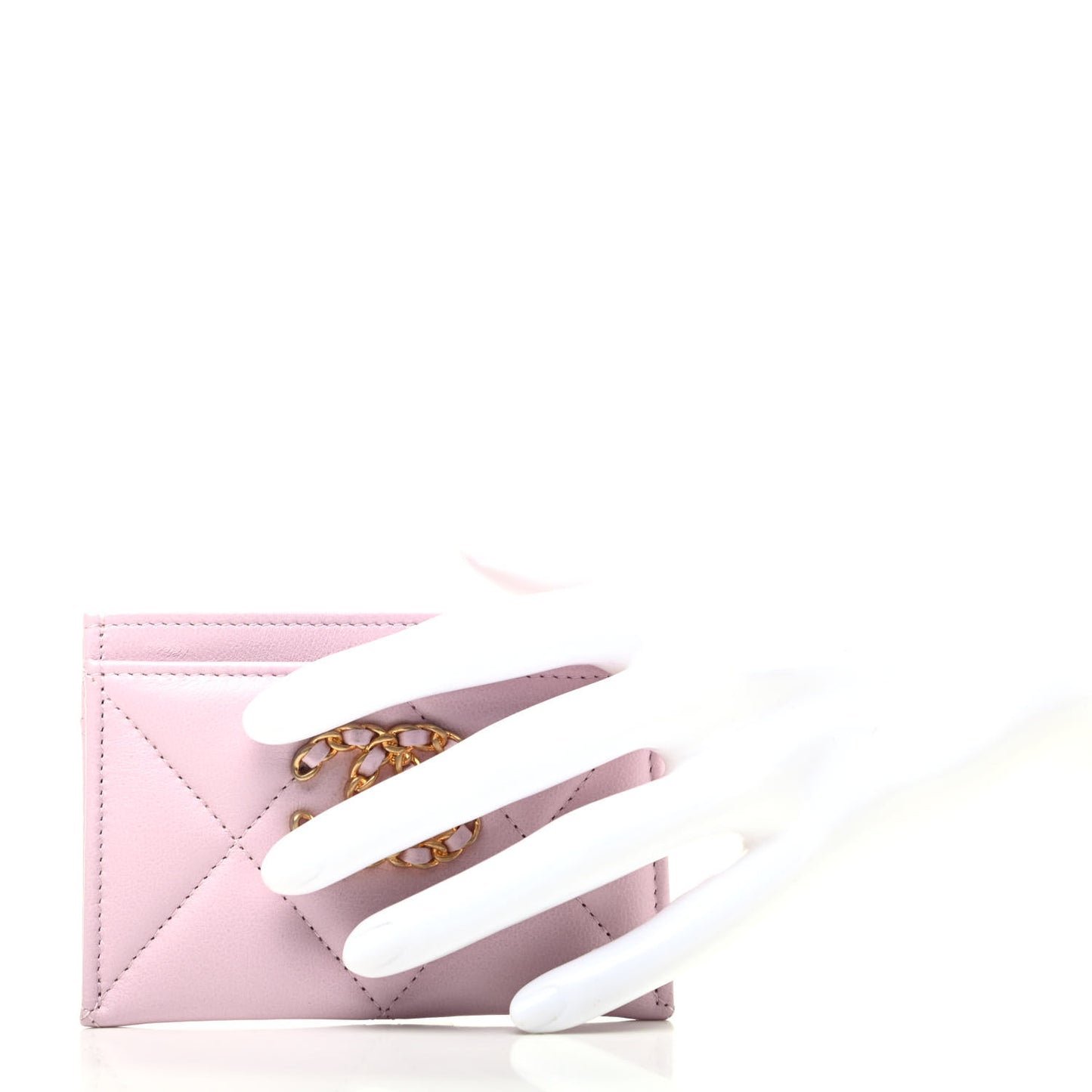 Lambskin Quilted Chanel 19 Card Holder Light Pink