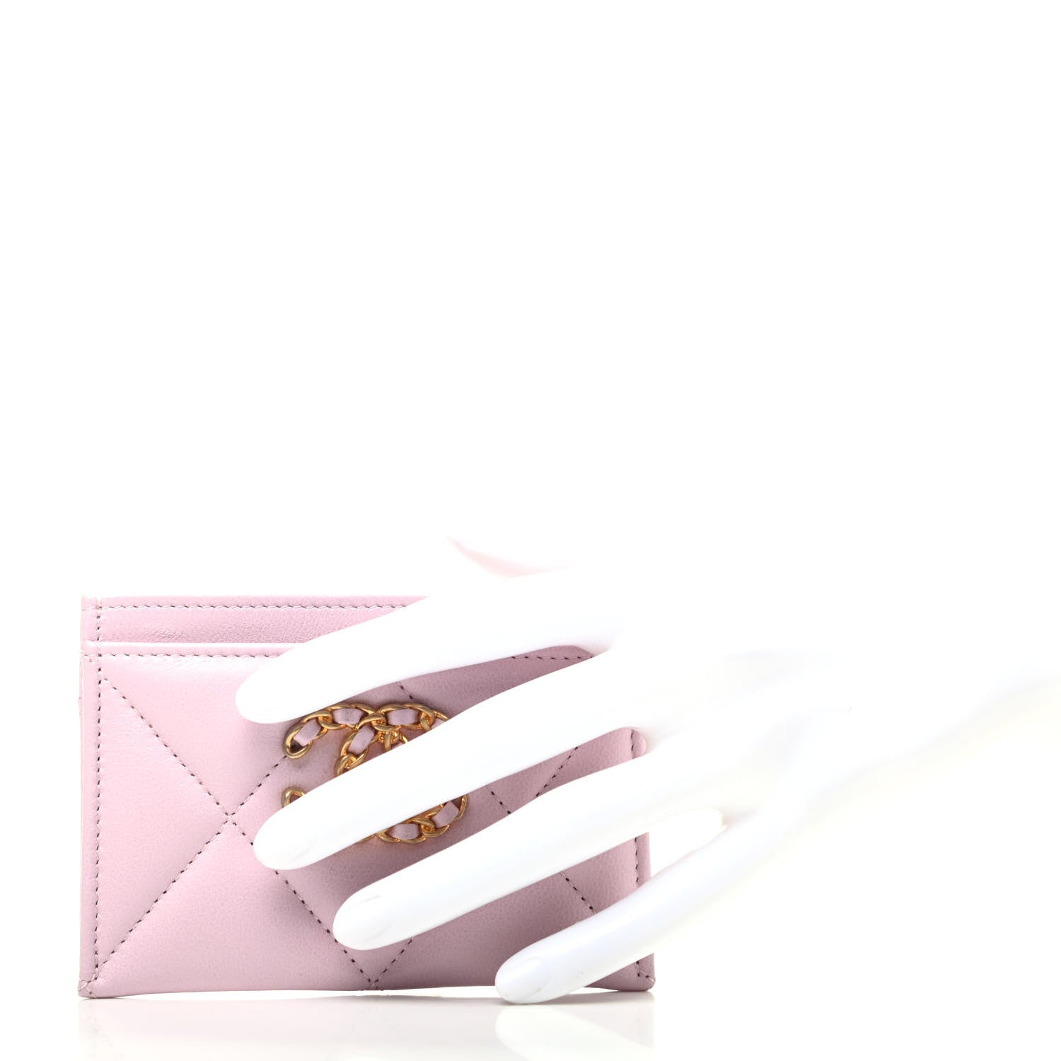 Chanel Lambskin Quilted Chanel 19 Card Holder Light Pink 2 of 7