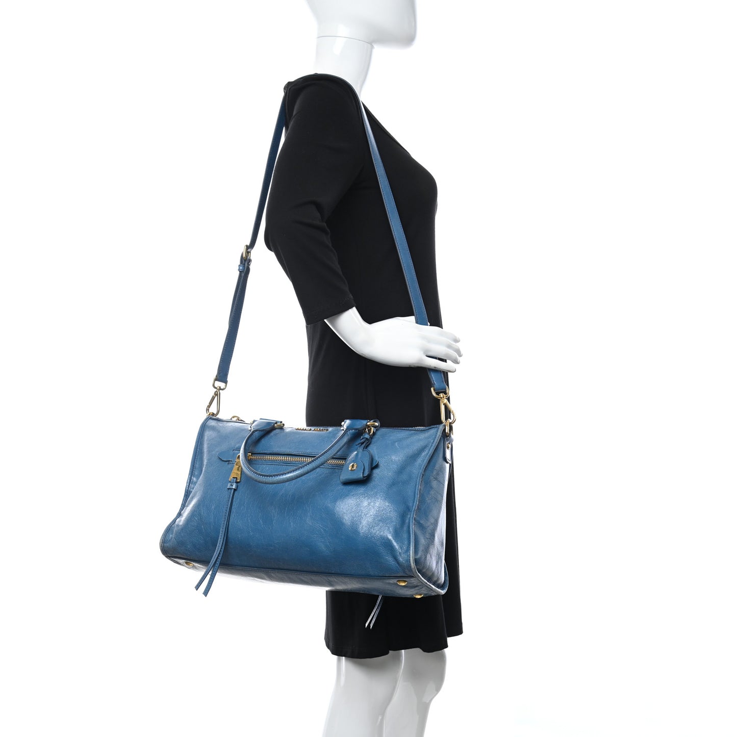 Vitello Shine Zip Tote Oceano
