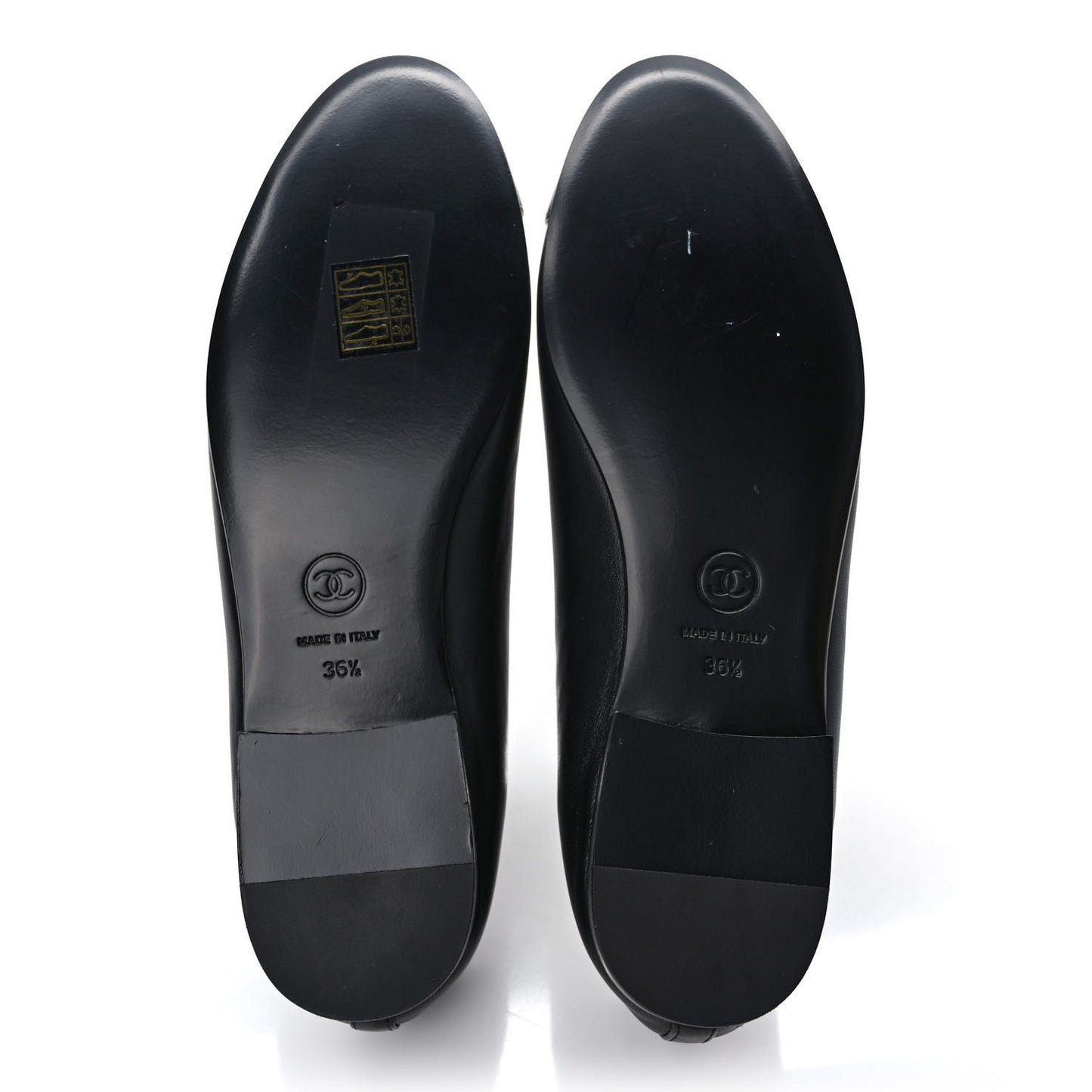 Lambskin Cap Toe CC Ballerina Flats 36.5 Grey Black