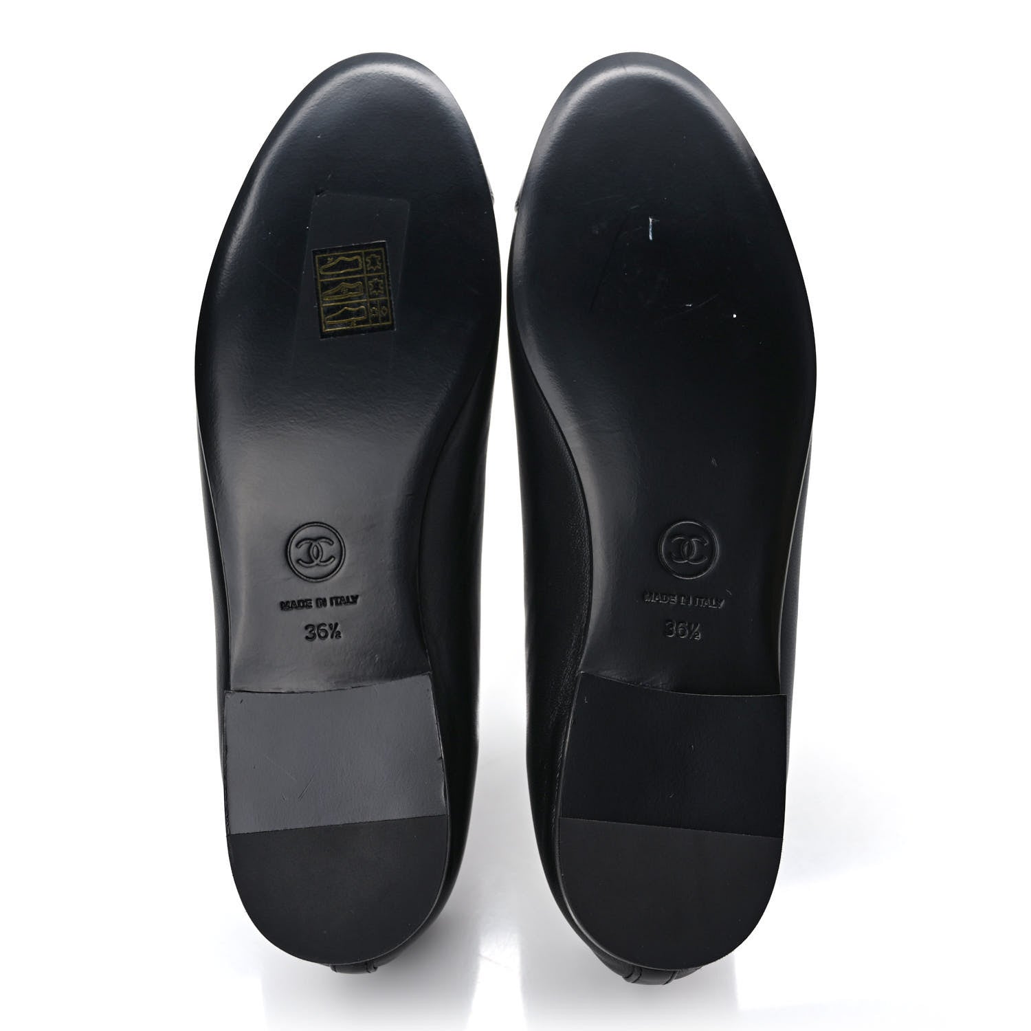Chanel Lambskin Cap Toe CC Ballerina Flats 36.5 Grey Black 5 of 8