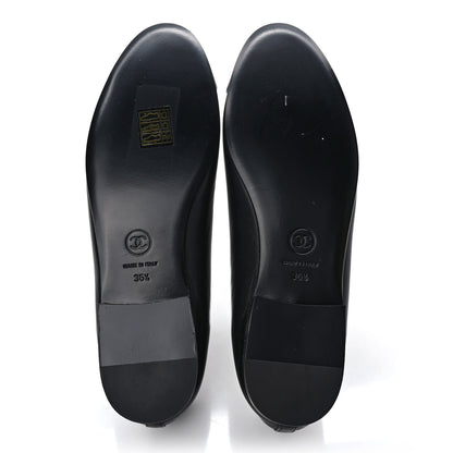 Chanel Lambskin Cap Toe CC Ballerina Flats 36.5 Grey Black 5 of 8