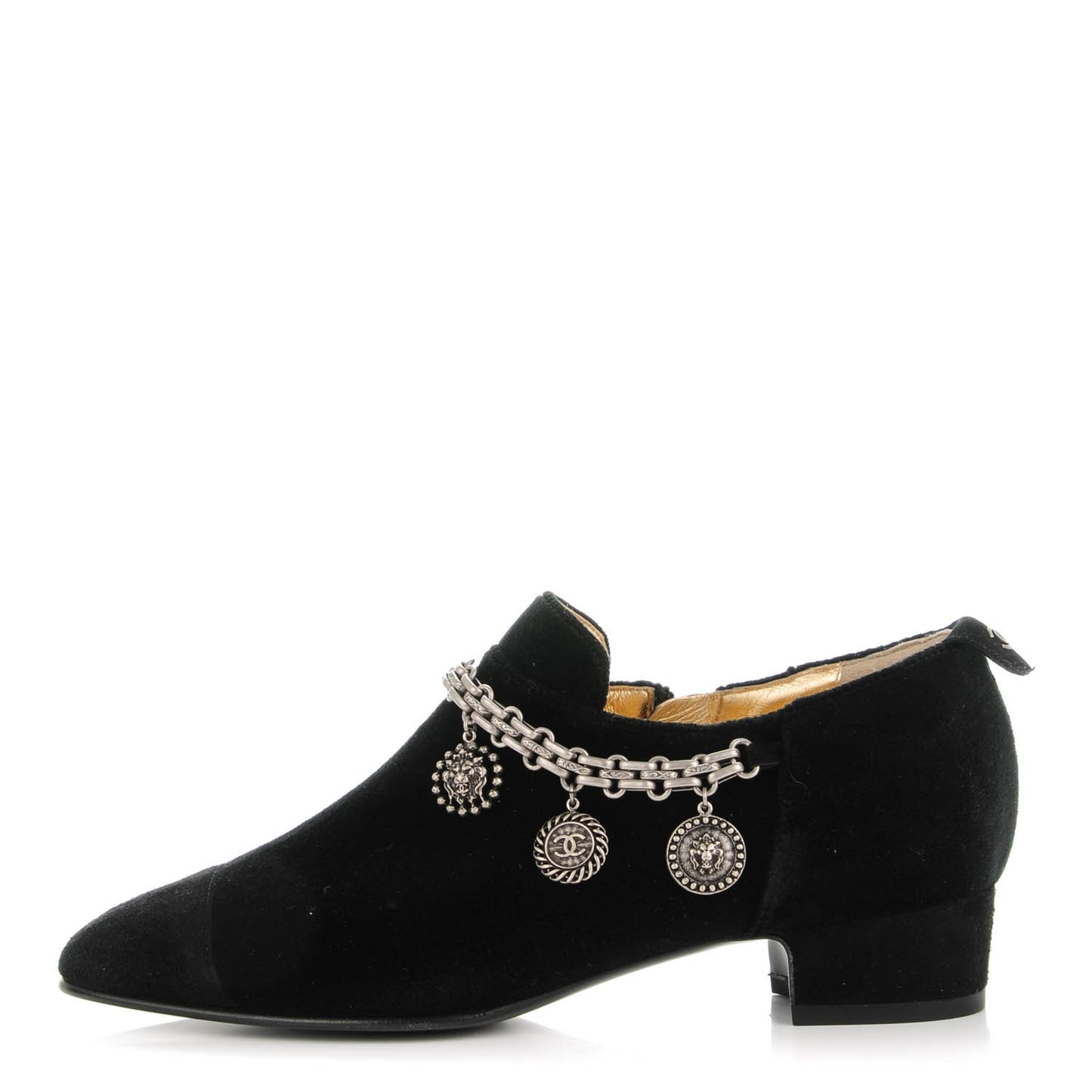 Velvet Suede Charm Chain Short Boots 35.5 Black