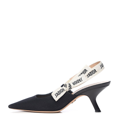 Christian Dior Technical Canvas Ribbon J Adior Slingback 65mm Pumps 37.5 Black 1 of 9