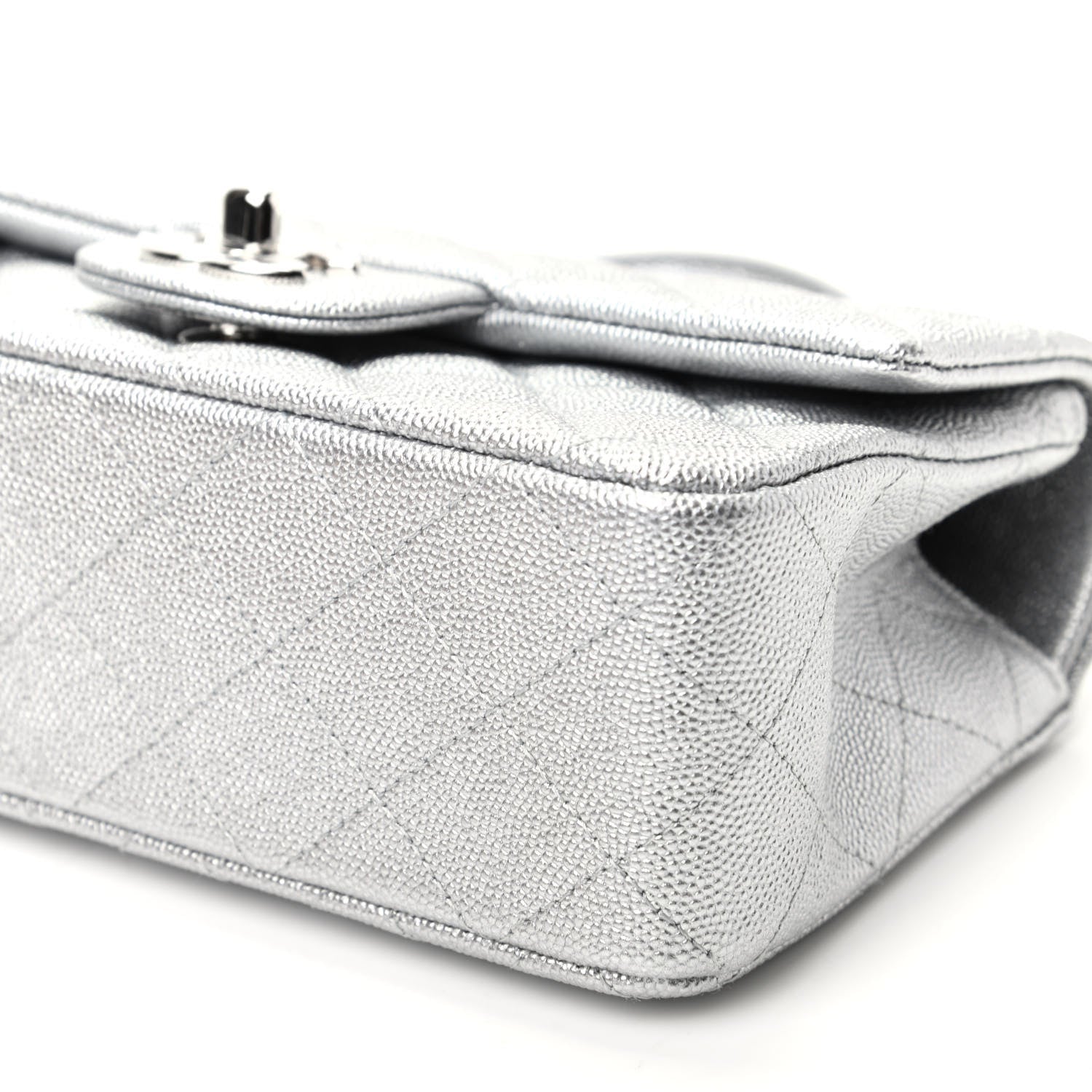 Chanel Metallic Caviar Quilted Mini Top Handle Rectangular Flap Silver 9 of 9