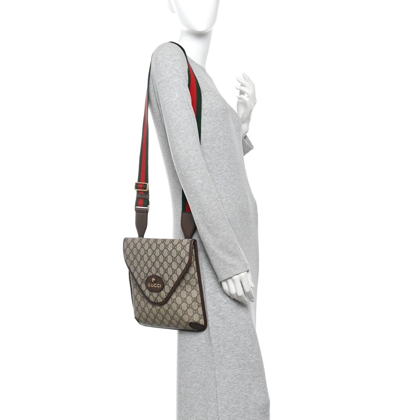 GG Supreme Monogram Web Medium Neo Vintage Flap Messenger Bag Beige New Acero Acero
