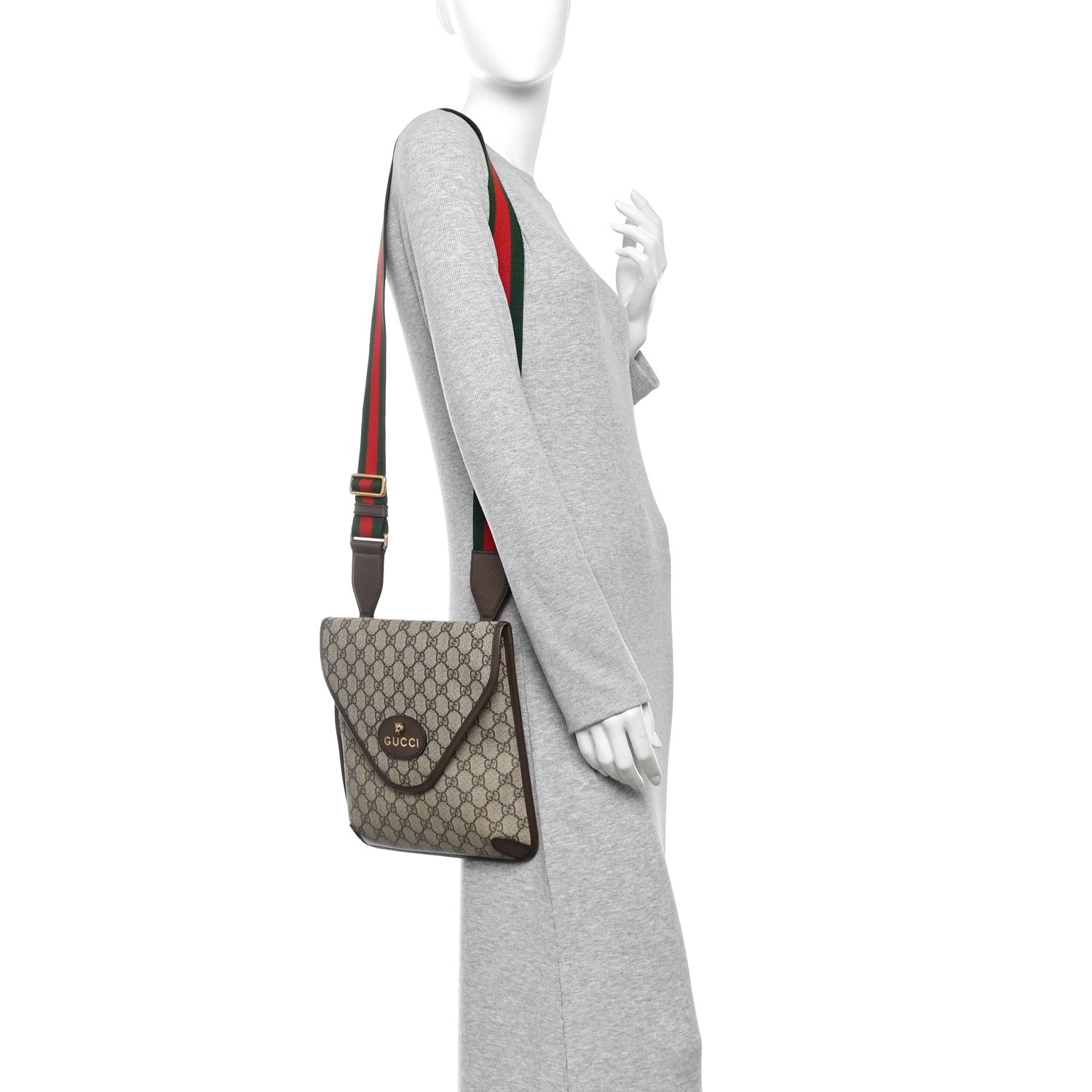 Gucci GG Supreme Monogram Web Medium Neo Vintage Flap Messenger Bag Beige New Acero Acero 2 of 11
