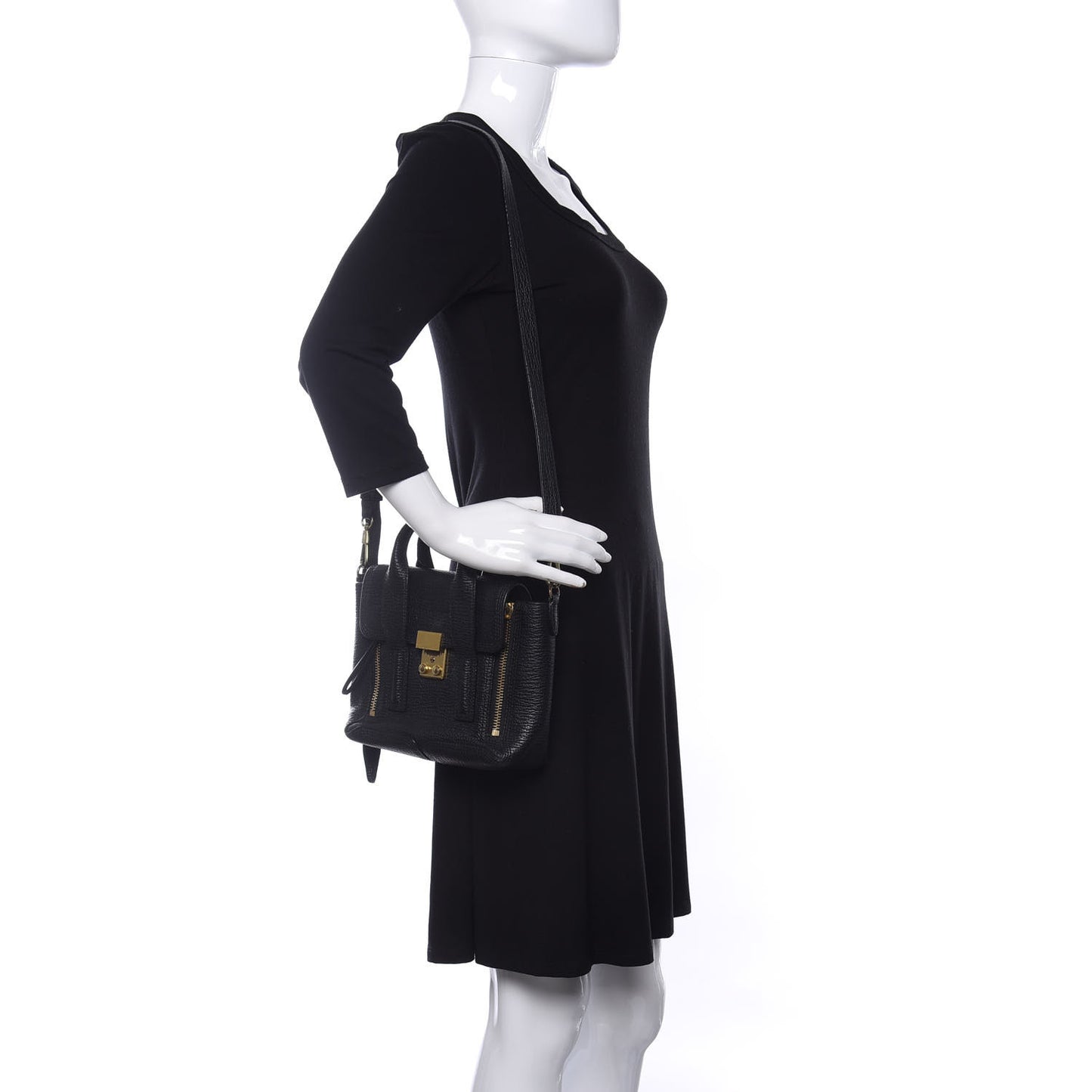 Textured Calfskin Mini Pashli Satchel Black