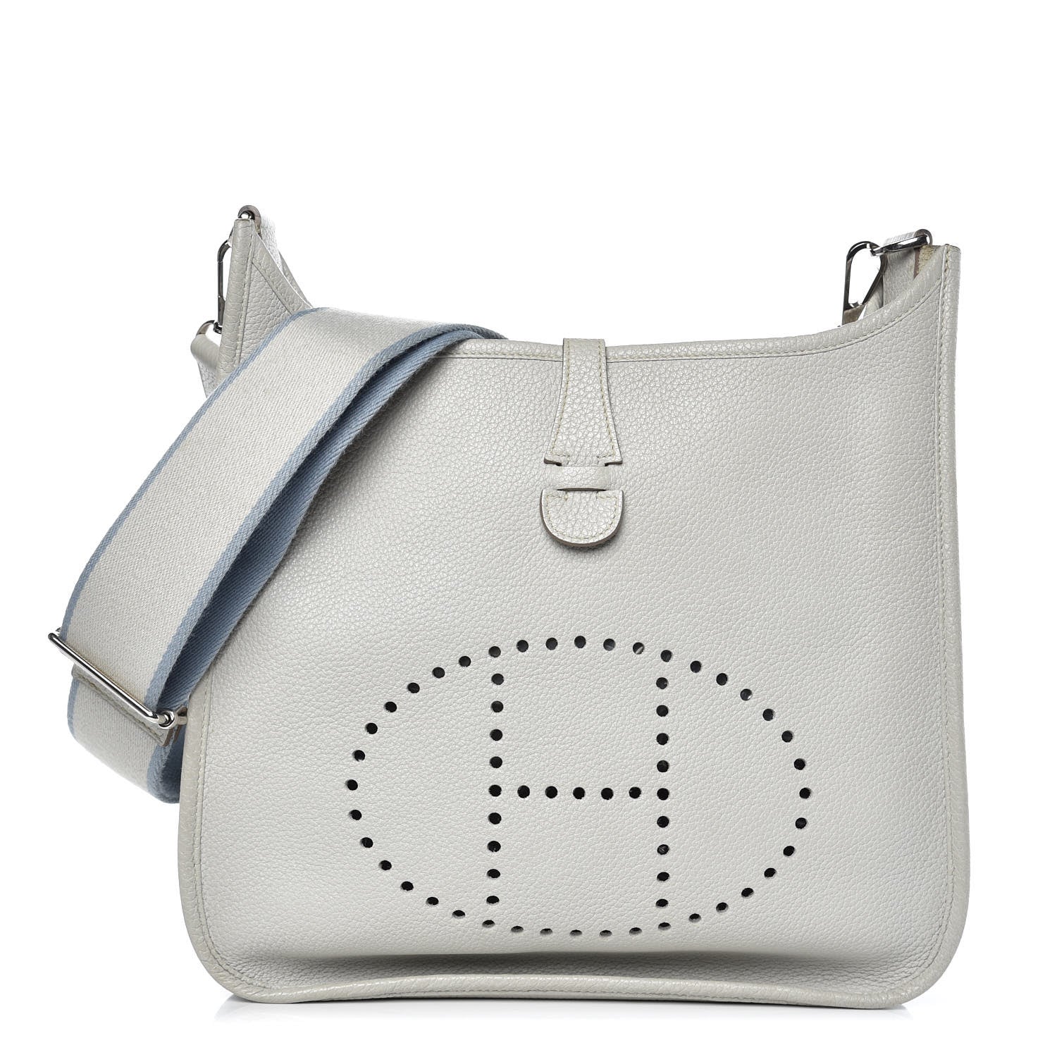 Hermes Taurillon Clemence Evelyne III PM Gris Perle Bleu Lin 1 of 12