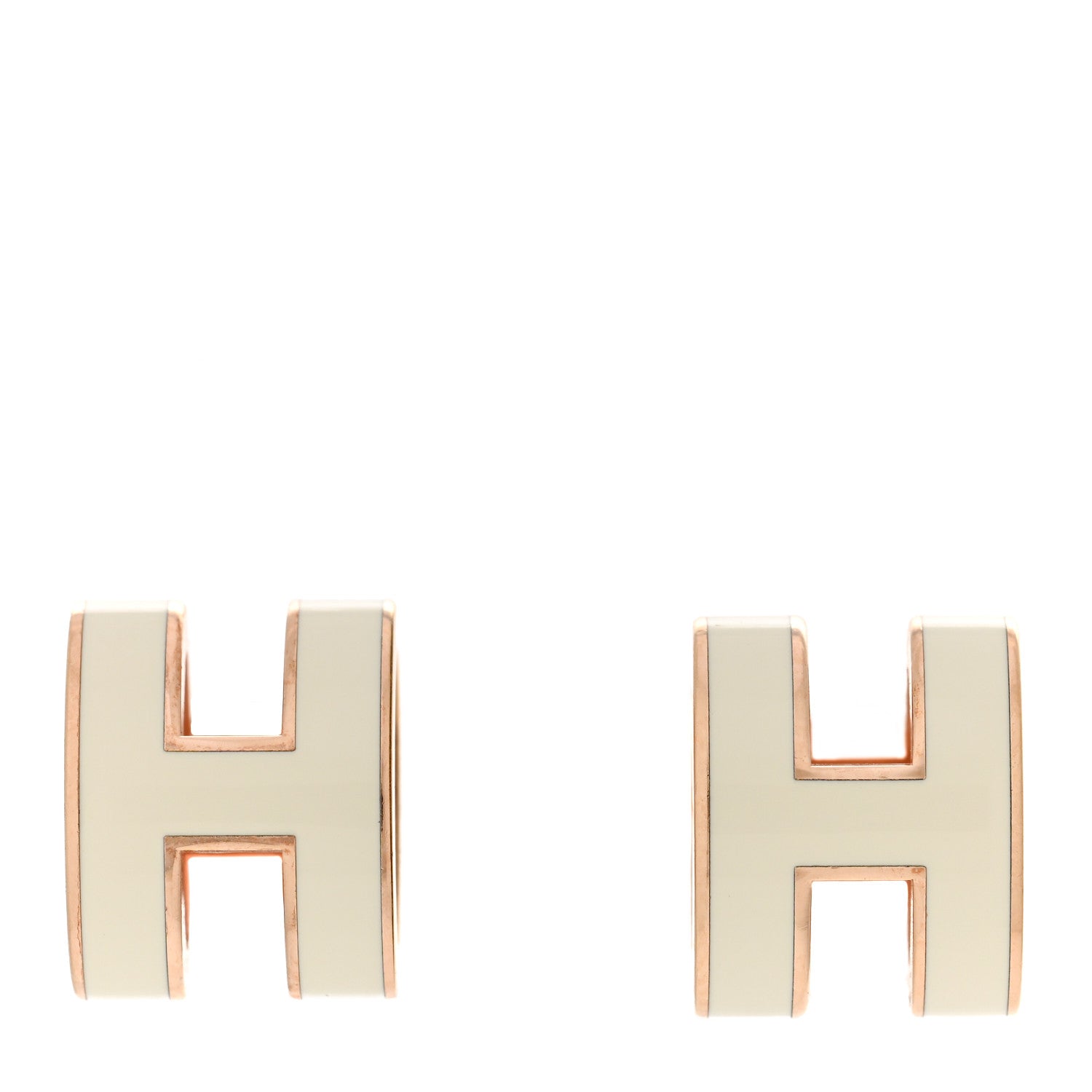 Hermes Rose Gold Lacquered Mini Pop H Earrings White 1 of 6