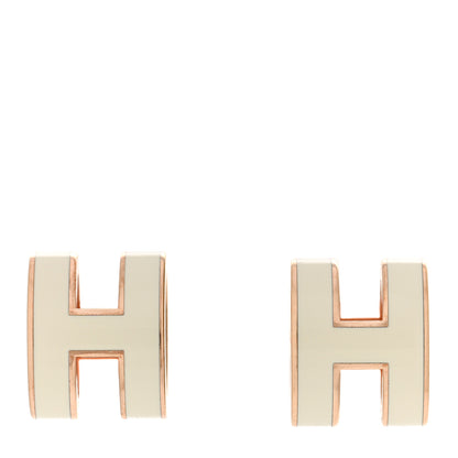 Hermes Rose Gold Lacquered Mini Pop H Earrings White 1 of 6