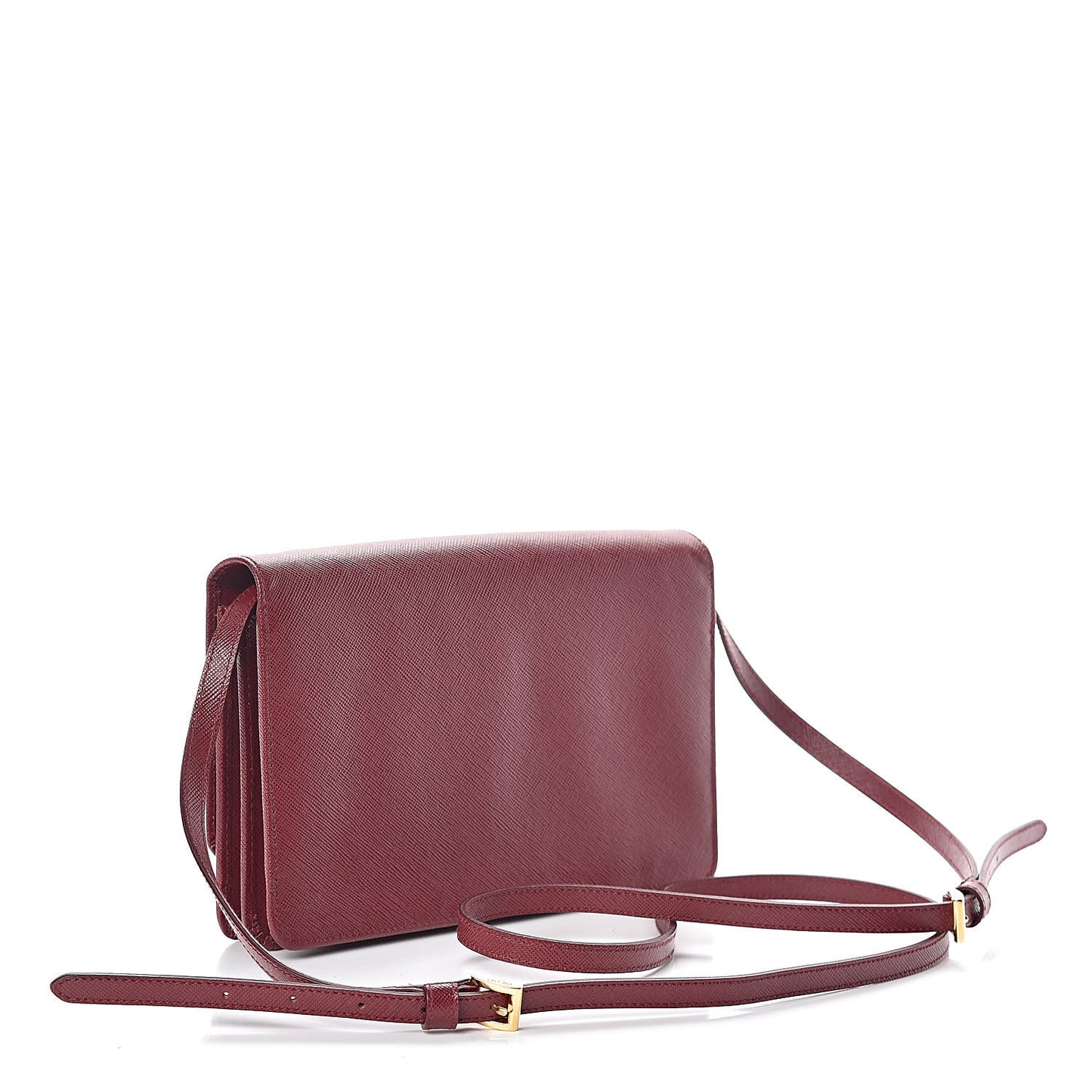 Saffiano Metal Flap Wallet with Strap Cherry