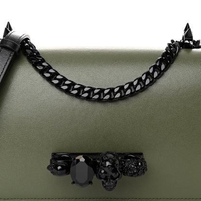 Alexander McQueen Calfskin Knuckle Skull Crossbody Khaki Green Black 7 of 10