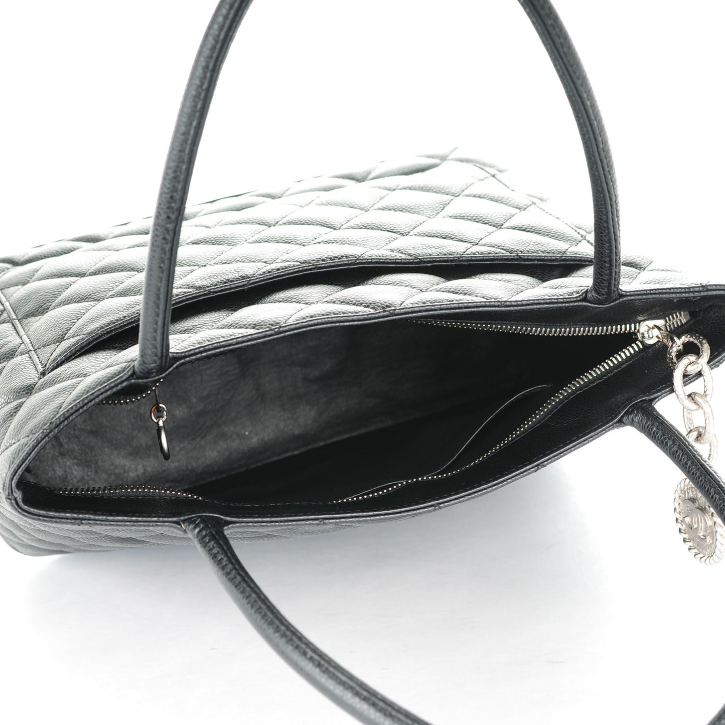 Caviar Quilted Medallion Tote Black